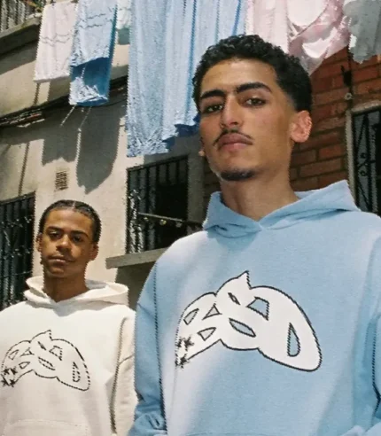 99 Based Harajuku Star Printed Hoodie Sky Blue d